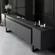 TV-taso Anthracite Black - 100% Melamiinipinnoitettu Lastulevy, Metallijalat, 180x50x30 cm, Tyylikäs ja Kestävä - TV-tasot - 8684283557264 - 5