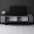 TV-taso Anthracite Black - 100% Melamiinipinnoitettu Lastulevy, Metallijalat, 180x50x30 cm, Tyylikäs ja Kestävä - TV-tasot - 8684283557264 - 4