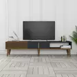 TV-taso, Huonekalut, Pähkinä Antrasiitti, 100% Melamiinipinnoitettu Lastulevy, 180x40x35 cm, Muovijalat, 30 kg, 2 Pakkausta - TV-tasot - 8683742130574 - 2