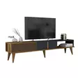 TV-taso, Huonekalut, Pähkinä Antrasiitti, 100% Melamiinipinnoitettu Lastulevy, 180x40x35 cm, Muovijalat, 30 kg, 2 Pakkausta - TV-tasot - 8683742130574 - 6