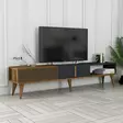 TV-taso, Huonekalut, Pähkinä Antrasiitti, 100% Melamiinipinnoitettu Lastulevy, 180x40x35 cm, Muovijalat, 30 kg, 2 Pakkausta - TV-tasot - 8683742130574 - 3
