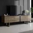TV-taso, saksanpähkinänruskea kulta, 180 cm leveä, kestävä, tyylikäs - TV-tasot - 8683743790944 - 2