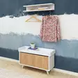 Tyylikäs Hall Stand - Tammi Valkoinen, 100% Melamiinipinnoitettu, 18mm, Kengät 90x60x35cm, Seinäkoukku 80x18,8x15cm - Eteiskaapit - 8681875207514 - 3