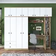 Tyylikäs ja Kestävä Opiskelumakuuhuoneen Setti - Pähkinä Valkoinen, 100% Melamiinipinnoitettu, 240x216,8x42,5 cm - Työpöydät - 8683742031604 - 3