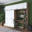 Tyylikäs ja Kestävä Opiskelumakuuhuoneen Setti - Pähkinä Valkoinen, 100% Melamiinipinnoitettu, 240x216,8x42,5 cm - Työpöydät - 8683742031604 - 2