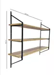 Tyylikäs ja Toiminnallinen Seinä Hylly, Musta Atlantin Mänty, 120x95x28 cm, 100% Melamiinipinnoitettu Lastulevy, Metalli - Seinähyllyt - 8683742109754 - 3