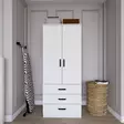 Vaatekaappi, 100% Melamiinipinnoitettu Lastulevy, 18mm, 60x174,8x47cm, Useita Hyllyjä, Kiinnitettävä, Matta Valkoinen - Vaatekaapit - 8684283109944 - 2