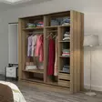 Vaatekaappi Dore Anthracite - 100% Melamiinipinnoitettu Lastulevy, 180x210x52 cm, Useita Hyllyjä, 6 Pakettia - Vaatekaapit - 8683742562344 - 7