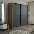 Vaatekaappi Dore Anthracite - 100% Melamiinipinnoitettu Lastulevy, 180x210x52 cm, Useita Hyllyjä, 6 Pakettia - Vaatekaapit - 8683742562344 - 4