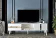 Valkoinen ja Kultainen TV-taso - 100% Melamiinipinnoitettu - 150x29,6x50 cm - Kestävä ja Tyylikäs Säilytysratkaisu - TV-tasot - 8683742035084 - 2