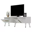 Valkoinen ja Kultainen TV-taso - 100% Melamiinipinnoitettu - 150x29,6x50 cm - Kestävä ja Tyylikäs Säilytysratkaisu - TV-tasot - 8683742035084 - 5
