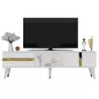 Valkoinen ja Kultainen TV-taso - 100% Melamiinipinnoitettu - 150x29,6x50 cm - Kestävä ja Tyylikäs Säilytysratkaisu - TV-tasot - 8683742035084 - 1