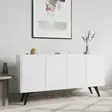Valkoinen Konsoli - 100% Melamiinipinnoitettu Lastulevy, 150x76x40 cm, Muovijalat, Useita Hyllyjä, Kiinnitettävä Seinäkiinnitys - Lipastot ja senkit - 8682870971424 - 2