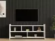 Valkoinen TV-taso, 100% Melamiinipinnoitettu, 117,5x55x28 cm, Useita Hyllyjä, Lisäsäilytystilaa, Skandinaavinen Design - TV-tasot - 8681875683394 - 3