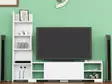 Valkoinen TV-taso, 160x120x29,5 cm, 100% melamiinipinnoitettu, useita hyllyjä, seinäkiinnitys, moderni muotoilu - TV-tasot - 8681181979914 - 4