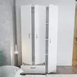 Valkoinen Vaatekaappi 90x170x40 cm - 100% Melamiinipinnoitettu Lastulevy, 1 Laatikko, Useita Hyllyjä, Kiinnitettävä Seinäkiinnitys - Vaatekaapit - 8681181980774 - 5