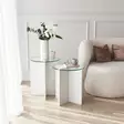 Valkoiset Skandinaaviset Pesäpöydät - 100% Karkaistu Lasi ja Melamiinipinnoitettu Runkolevy - 40 cm Halkaisija, 45/50 cm Korkeus - Sivu- ja apupöydät - 8683342979184 - 2
