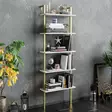 Valkokultainen Kirjahylly - 100% Melamiinipinnoitettu Lastulevy, Metallijalat, 60x174x22 cm, Useita Hyllyjä - Kirjahyllyt - 8681875920994 - 2
