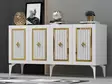 Valkokultainen Konsoli - 100% Melamiinipinnoitettu Lastulevy, 150x79x40 cm, 18 mm Paksuus, 19 cm Jalkakorkeus - Lipastot ja senkit - 8683742835844 - 3