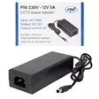 Virtalähde PNI CCTV 230V, tulo 230V, lähtö 12V, 5A, 2 metriä, musta - PNI tuotteet - 5949066536434 - 1