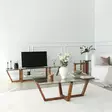 Walnut-värinen sohvapöytä: 100% karkaistu lasi, 100% mänty runko, 105x35x65 cm, tyylikäs ja kestävä design - Pöydät - 8683342979214 - 6