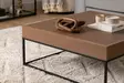 Walnut-värinen sohvapöytä, 100% melamiinipinnoitettu lastulevy, metallijalat, 90x37x90 cm, kestävä ja tyylikäs - Sohvapöydät - 8684282438724 - 4