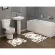 Ylellinen Beige Valkoinen Kylpyhuonemattosetti 2-osainen - 100% Polyesteri, Antibakteerinen, Konepestävä, Liukumaton - Kylpyhuonematot ja kosteantilan matot - 8682870989894 - 2