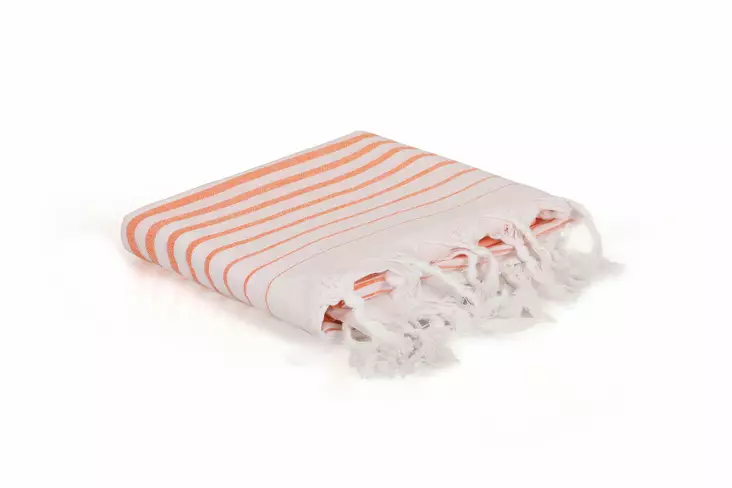 100% Puuvillainen Fouta Rantapyyhe, Oranssi, 90x180 cm, Korkea Imukyky, Erittäin Pehmeä, Konepestävä 30-40 °C - Pyyhkeet ja kylpytakit - 8683342756624 - 1