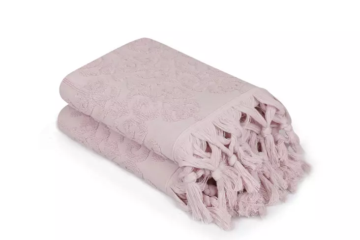 100% Puuvillaiset Käsipyyhkeet 2 kpl - 50x90 cm - 550 gr/m² - Hellävarainen Pesu - Tyylikäs Puuteriväri - Pyyhkeet ja kylpytakit - 8681875118674 - 1