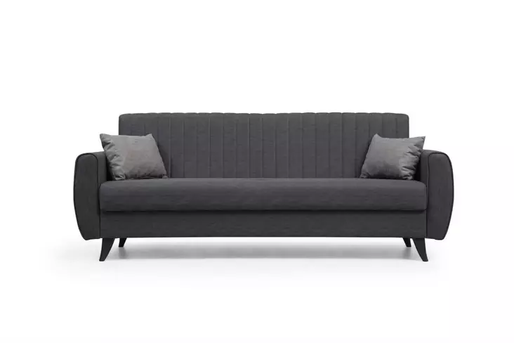 3-istuttava vuodesohva, tummanharmaa, 214 cm leveä, muunneltava, kestävä - Vuodesohvat - 8683742755494 - 1