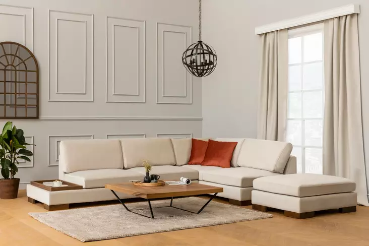Kulmasohva, beige, 313 x 193 cm, mukava, monikäyttöinen, tyylikäs - Sohvat - 8682870193444 - 1