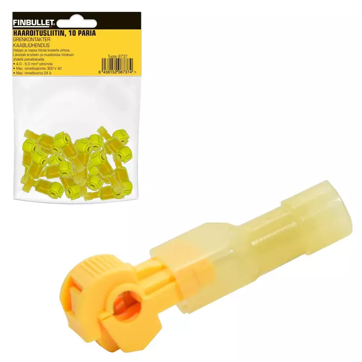 Haaroitusliitin keltainen 10 paria - Jakorasiat ja liittimet - 6438152087374 - 1