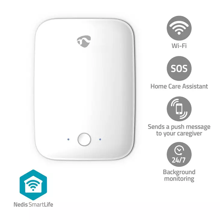 Kaatumistunnistin | Wi-Fi | Tunnistusalue: 7 m | Tehokas näkökenttä (vaaka): ±45° | Tehokas näkökenttä (pysty): ±45° | IP54 | Valkoinen - Arjen apuvälineet - 5412810443444 - 1