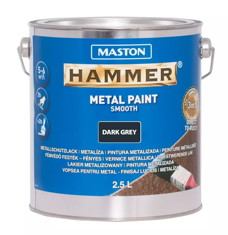 Maali Hammer sile=C3=A4 tummanharmaa 2.5 L - Metalli- ja kalustemaalit - 6412490043674 - 1