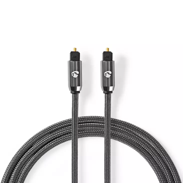 Optinen Audiokaapeli | TosLink uros | TosLink uros | 5.00 m | Pyöreä | Punottu | Gun Metal Harmaa | Laatikko kannella ja ikkunalla - Audiokaapelit - 5412810401574 - 1