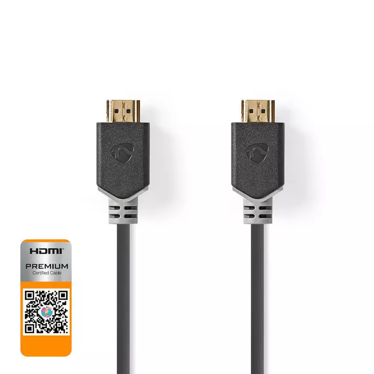 Premium High Speed HDMI Kaapeli Ethernet | HDMI liitin | HDMI liitin | 4K@60Hz | 18 Gbps | 5.00 m | Pyöreä | PVC | Antrasiitti | Laatikko - HDMI-kaapelit - 5412810313624 - 1