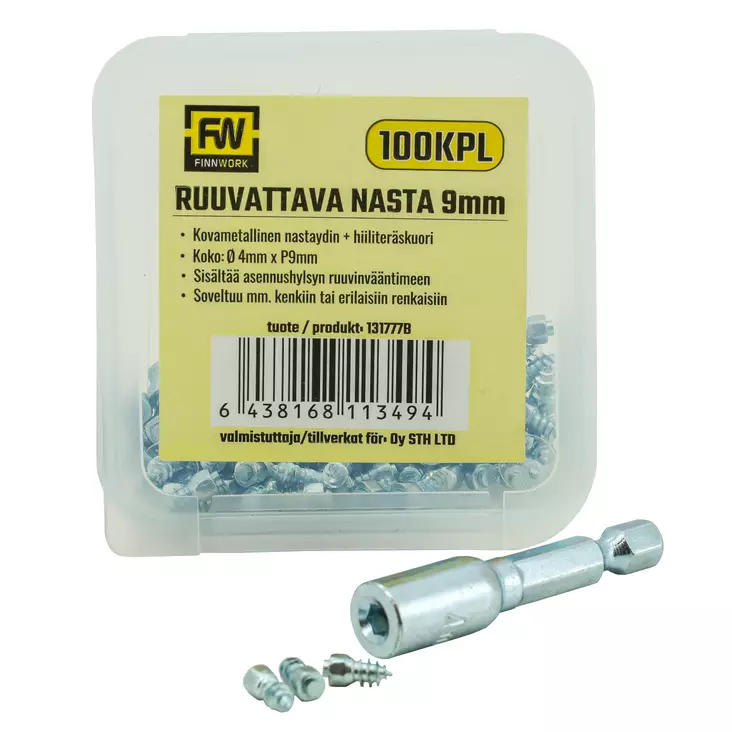 Ruuvinasta 9mm 100kpl - Kenkätarvikkeet - 6438168113494 - 1
