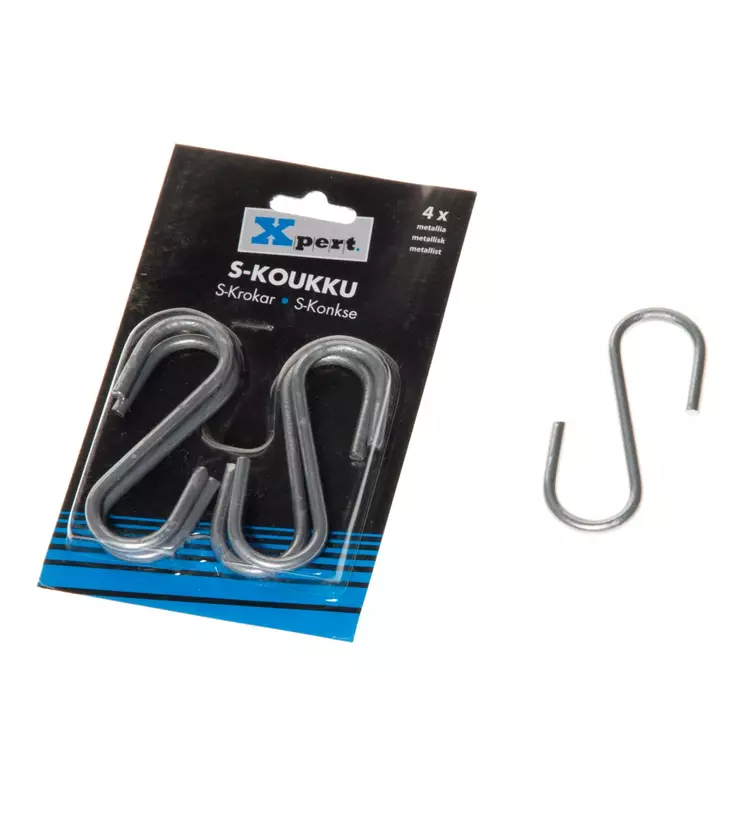 S-koukku metalli 4 kpkl hopea - Koukut ja ripustimet - 6410412127754 - 1