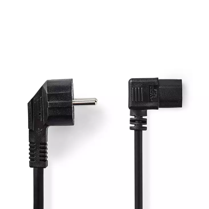 Sähköjohto | Suko Uros | IEC-320-C13 | Kulma | Kulma | Niklattu | 2.00 m | Pyöreä | PVC | Musta | Label - Virtakaapelit ja liittimet - 5412810425044 - 1
