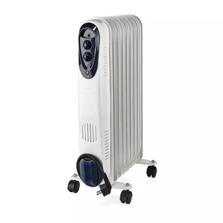Siirrettävä Öljylämmitin | 800 / 1200 / 2000 W | 9 Lamellia | Säädettävä termostaatti | 3 Lämpöasetusta | Kaatumissuoja | Valkoinen - Lämmitys - 5412810405084 - 1