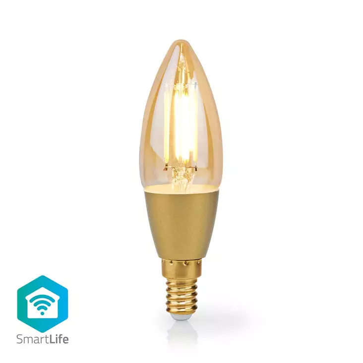 SmartLife LED Filamenttilamppu | E14 | 470 lm | 4.90 W | Lämmin Valkoinen | 1800 - 3000 K | Lasi | Android / IOS | Kynttilä | 1 kpl - Valonlähteet - 5412810335664 - 1