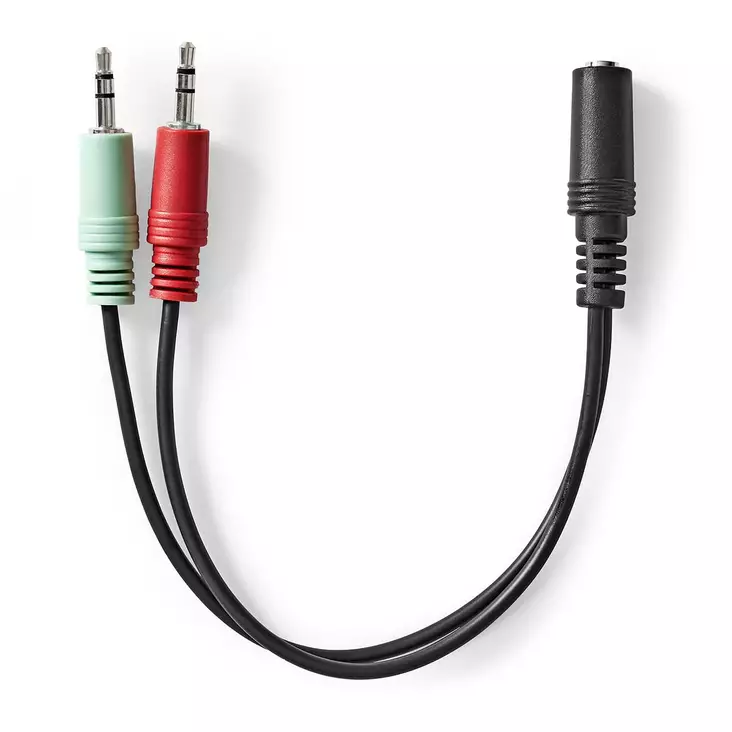 Stereoäänikaapeli | 3.5 mm naaras | 2x 3,5 mm, Uros | Niklattu | 0.20 m | Pyöreä | Musta | Laatikko - Audiokaapelit - 5412810335794 - 1