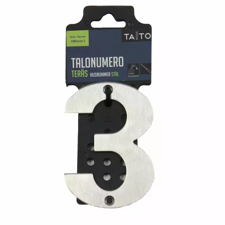 talonumero 3 100 mm harjattu ter=C3=A4spinta - Postilaatikot ja talonumerot - 6416096338714 - 1