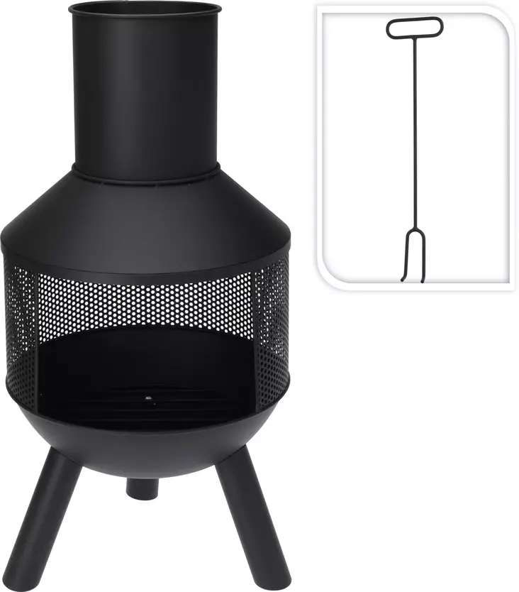 Tulisija savupiipulla 76 cm BBQ - Pihagrillit ja tulisijat - 8720573470704 - 1