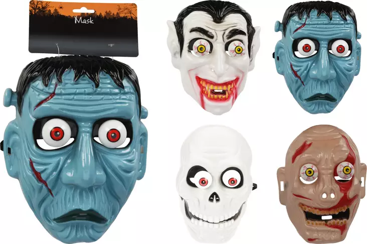 Halloween naamio 25x19,5cm – kevyt muovimaski kauhuteemalla, hauska ja näyttävä asuste juhliin - Puettavat juhlatarvikkeet - 8720573974394 - 1