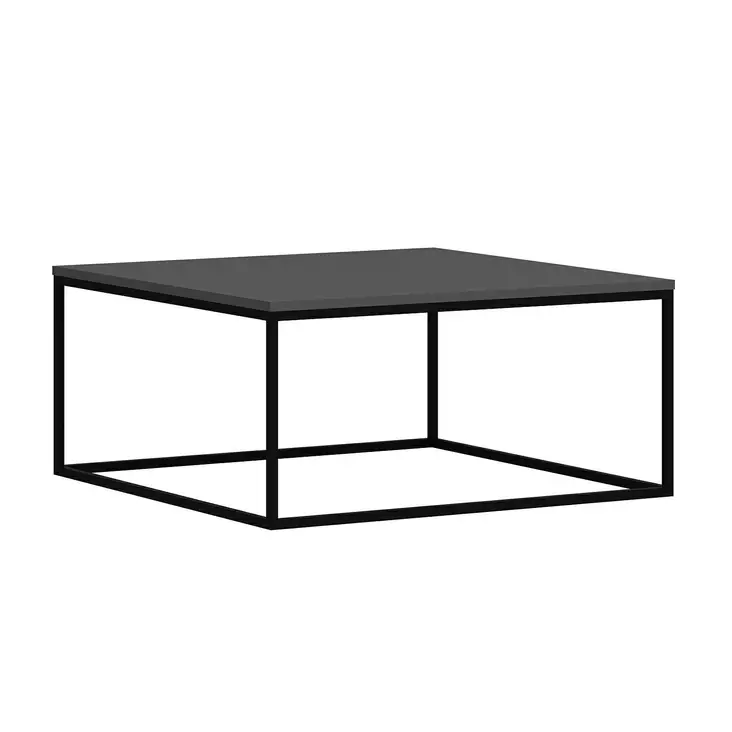 Anthrasiitti Sohvapöytä - 100% Melamiinipinnoitettu Lastulevy, Metallirunko, 90x42x90 cm, Tyylikäs ja Kestävä - Sohvapöydät - 8683742465614 - 1