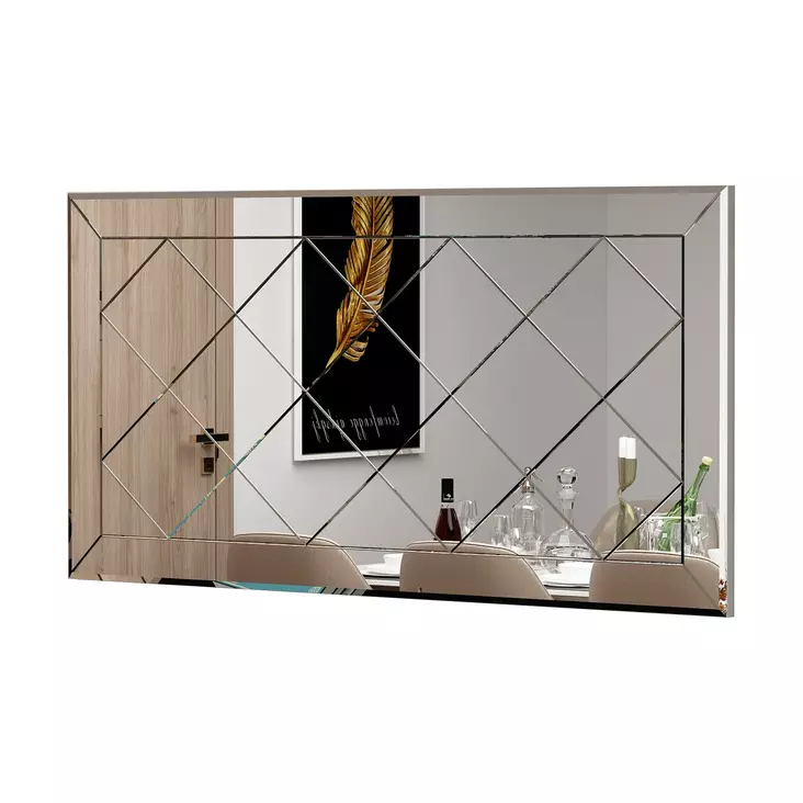 Argyle Peili 60x120 cm - Valkoinen MDF, Ekologinen Flotal-E, Seinään Kiinnitettävä, Tyylikäs ja Kestävä - Peilit - 8683743822744 - 1