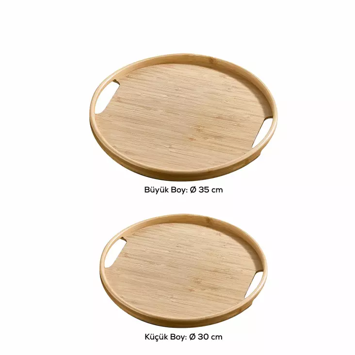 Bambutarjotinsetti (2 kpl) - Monivärinen, 100% Bambu, Koko: 35x35x2 cm & 30x30x2 cm, Ei Astianpesukone- tai Mikroaaltouunikelpoinen - Tarjoiluastiat - 8684283915354 - 1