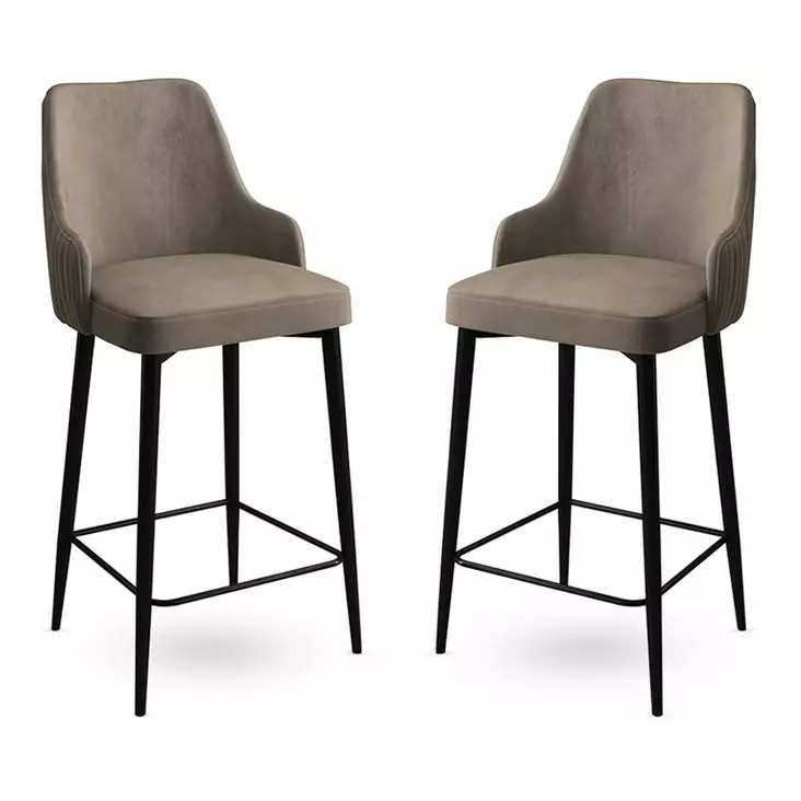 Cappuccino Musta Baarijakkarasetti (2 kpl) - Metalli, Babyface Kangas, 45x105x43 cm, 18/22 DNS Vaahdoilla - Baarijakkarat - 8684282536154 - 1