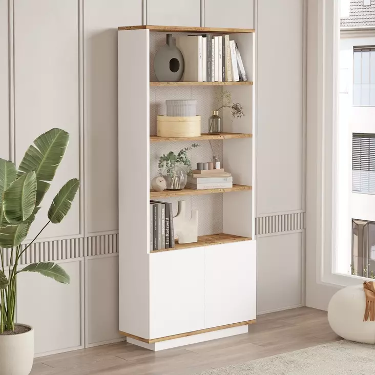 Kirjahylly, atlantin valkoinen mänty, 75cm leveä, 168,3cm korkea, kestävä - Kirjahyllyt - 8683742495864 - 1